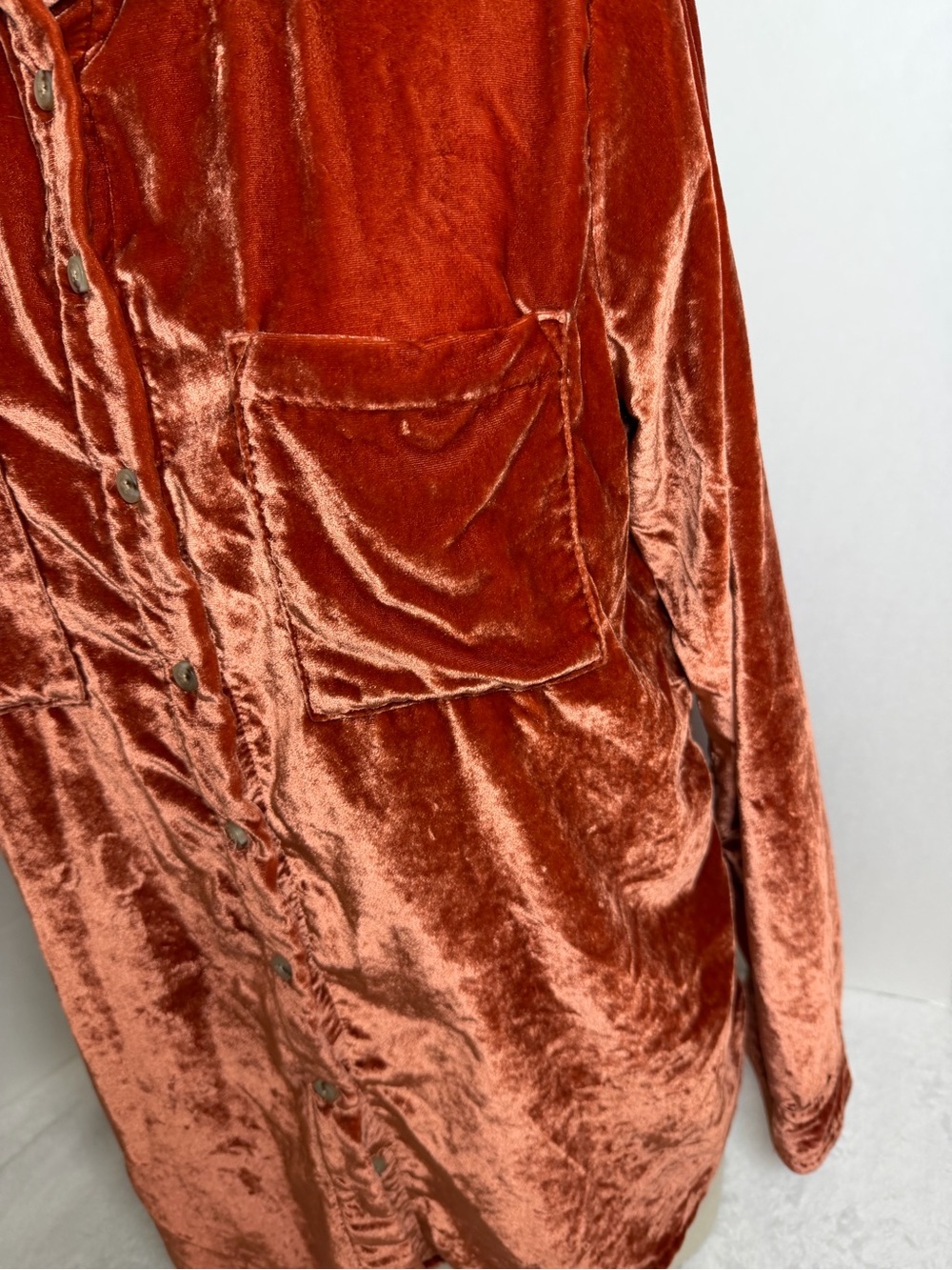 Pilcro by Anthropologie  Rust Velvet Button-Front Shirt - Women's Size Small - Picture 6 of 15